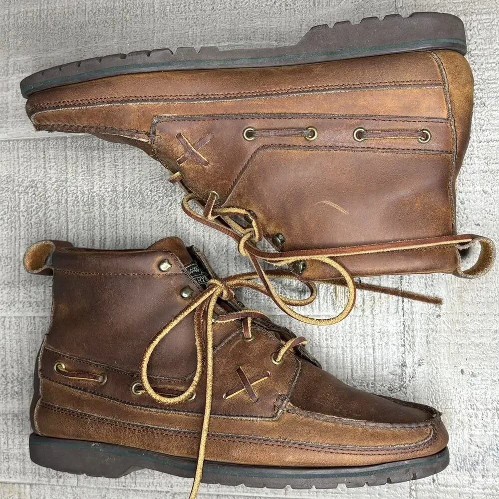 Vintage Ralph Lauren Polo Country Ankle Boots Leather Lace Up Size 10D